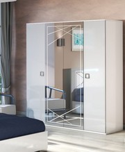 Roxie White And Light Grey 4 Door Wardrobe With Mirror