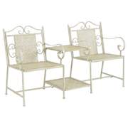 VIDAXL 2 SEATER GARDEN BENCH 161 CM STEEL WHITE