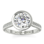 Round Pave Set Rubover Diamond Ring