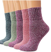 YZKKE 5Pack Womens Vintage Winter Soft Warm Thick Cold Knit Wool Crew
