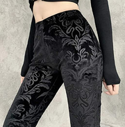 Bigbiglife Vintage Floral Scratched Gothic Pants