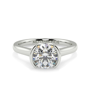Round Half Rubover Solitaire Ring