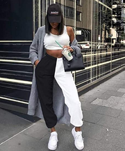 Women's color-blocking two-color casual high-waist