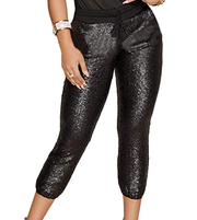 Women's Sequins Trousers Elastic Waist Pockets Casual