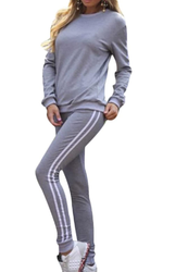 Tidecc Women Tracksuit Set Long Sleeve Side Striped Full