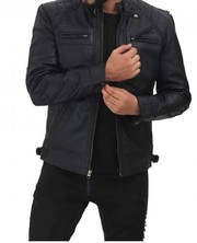 kojita Diamond Classic Black Cafe Racer | Biker leather jacket 