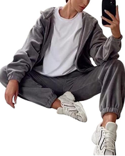 Women Hooded Tracksuit Long Sleeve Jacket and Trousers Jogging Suit