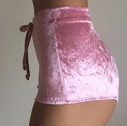 Women Velvet Shorts Sexy Casual Stretch High Waist Hot Pants Gym Sport