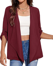 GAMISOTE women's lapel cardigan blazer front uncoiling sleeve office j