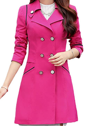 Women's Double Breasted Trench Coat Classic Long Pea Coat Lapel Windbr