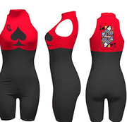 Cutecc Womens Long Sleeve Poker Queen Printed Jumpsuit Bodycon Pants R