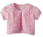 KUTLIF Little Girls' Long Sleeve Lace Button Bolero Cardigan Flower Sh
