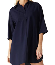 HIKARO Womens Summer Deep V Neck Bell Sleeve Shirts Button Down Front 