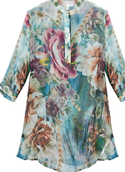 CISULI 100% Silk Chiffon Women Blouse Summer Lightweight Transparent T