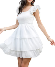 Byinns Women's Square Collar Sleeveless Fold Dress High waist backless