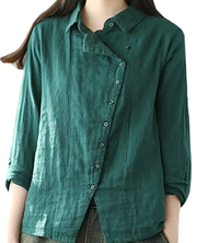 Plusl Women's Button Down Shirt: Casual Cotton Long Sleeve Tops Ladies