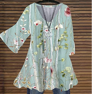 Casual Tops Shirts Blouse Sale Ladies Floral-Print Short Sleeve V Neck