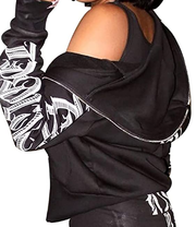 Gothic Hoodie Letter Printed Zip Up Long Sleeve Loose 0608