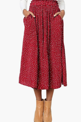 Women’s Boho Vintage High Waist Polka Dot Printed High Elastic0916