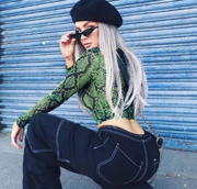 Women’s Snake Skin Print Long Sleeve T Shirt1015