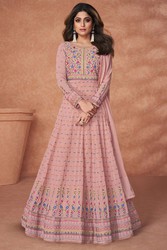 Pink Georgette Embroidered Anarkali Suit