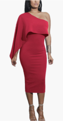 Women's pleated one-shoulder tight dress1017