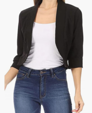 3/4 Sleeve Collarless Work Office Crop Suit1102
