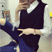 V Neck Pullover Vest Sweater Knitwear Tops1102
