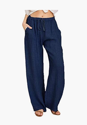 Women's Loose Wide Leg Pants Elastic Waist Palazzo Trousers230417