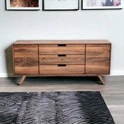 Modern walnut media unit with storage