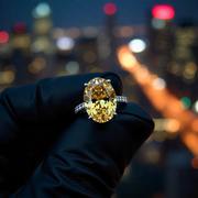 2.50ct Fancy Vivid Yellow Oval Cut Lab Grown Diamond Engagement Rings.
