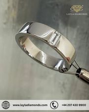 Men's Diamond Wedding Bands with 5mm Baguette Detail