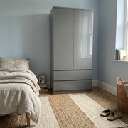 Shaker Double Wardrobe with Drawers – Full-Length Rail, White or Grey