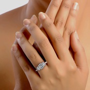 Rosalia - Oval Cut Diamond Trilogy Engagement Ring in Platinum