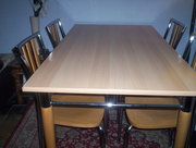 Modern Chrome & Beech Dining Table & 4 Chairs